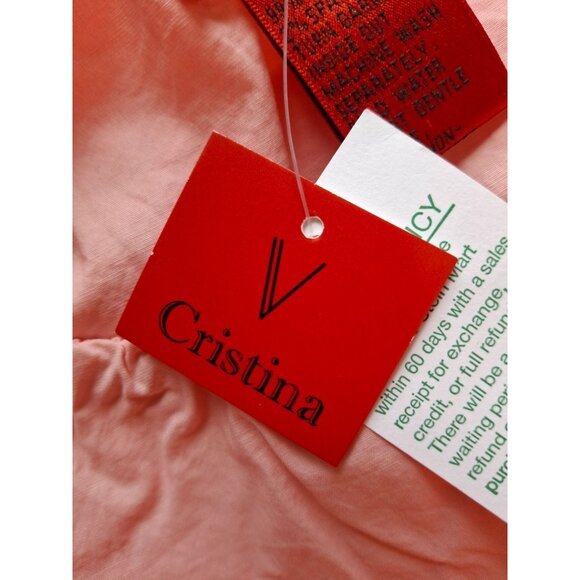 V Cristina Womens Off Shoulder Peplum Top M Pink Ruffle Bell Sleeve Boho Chic - Picture 6 of 8